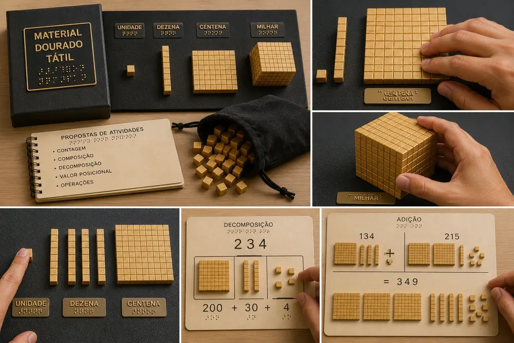 Kit de material dourado tátil